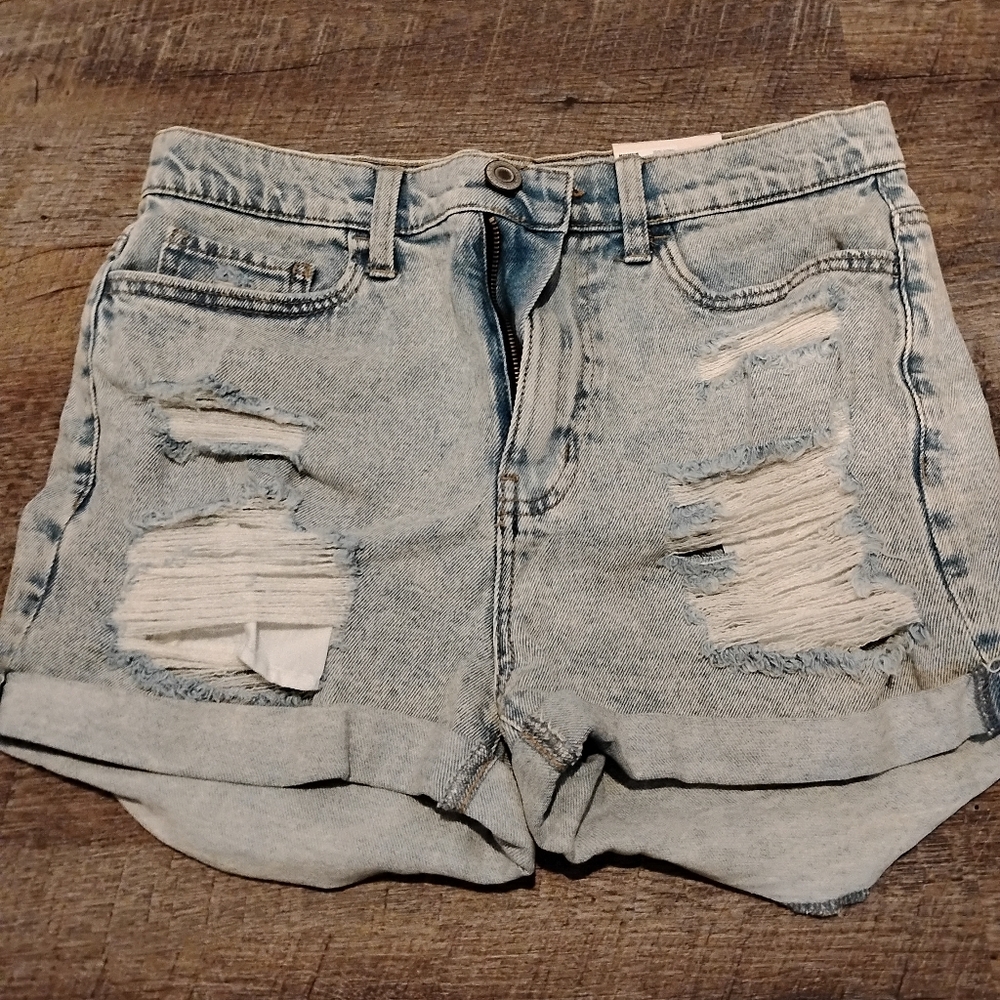 Women's jean shorts size 9/29 high rise Vintage Stretch Distressed mom Denim New